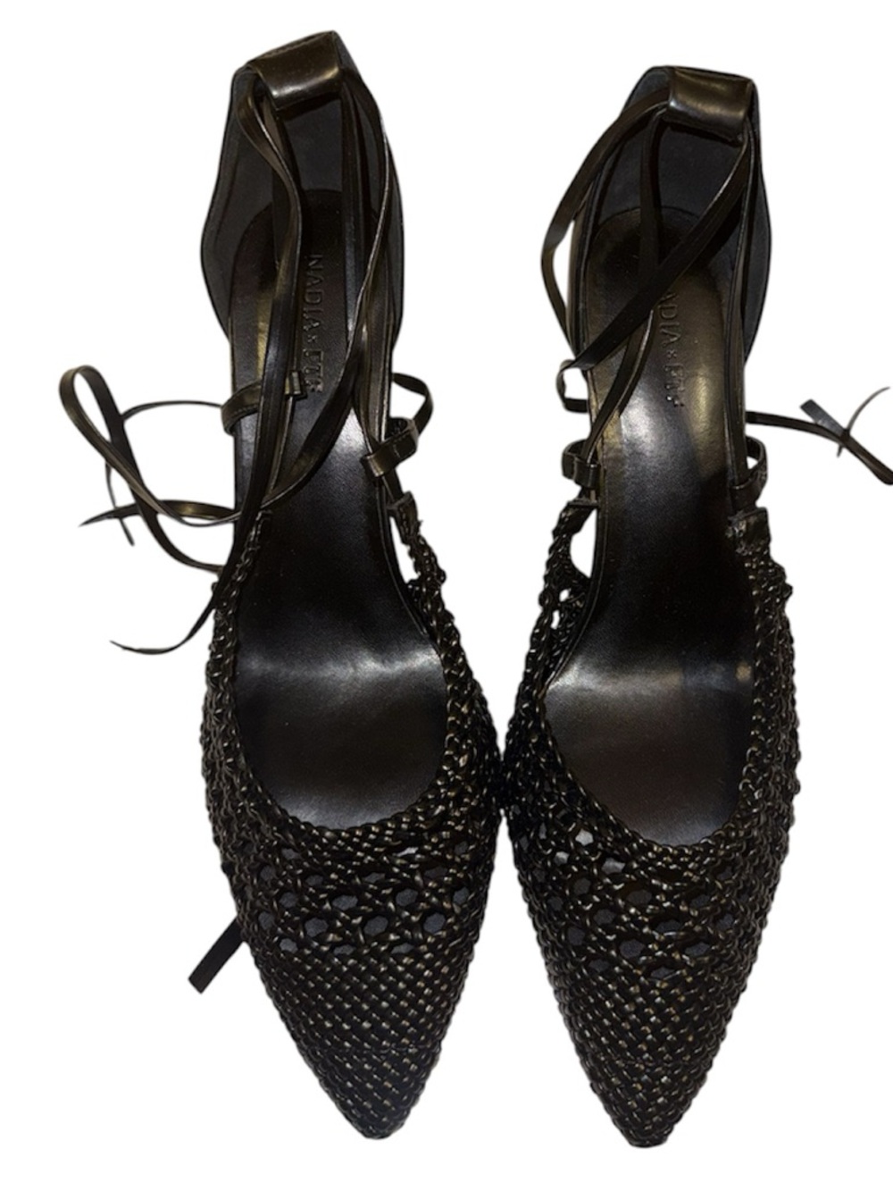 NIB Size 12 Fashion to Figure Black Woven Pointed-Toe Women's Heels